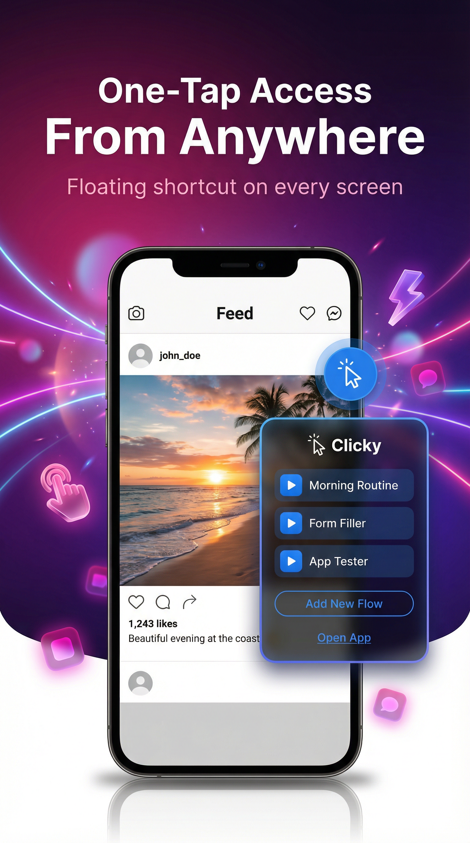 One-tap access floating shortcut